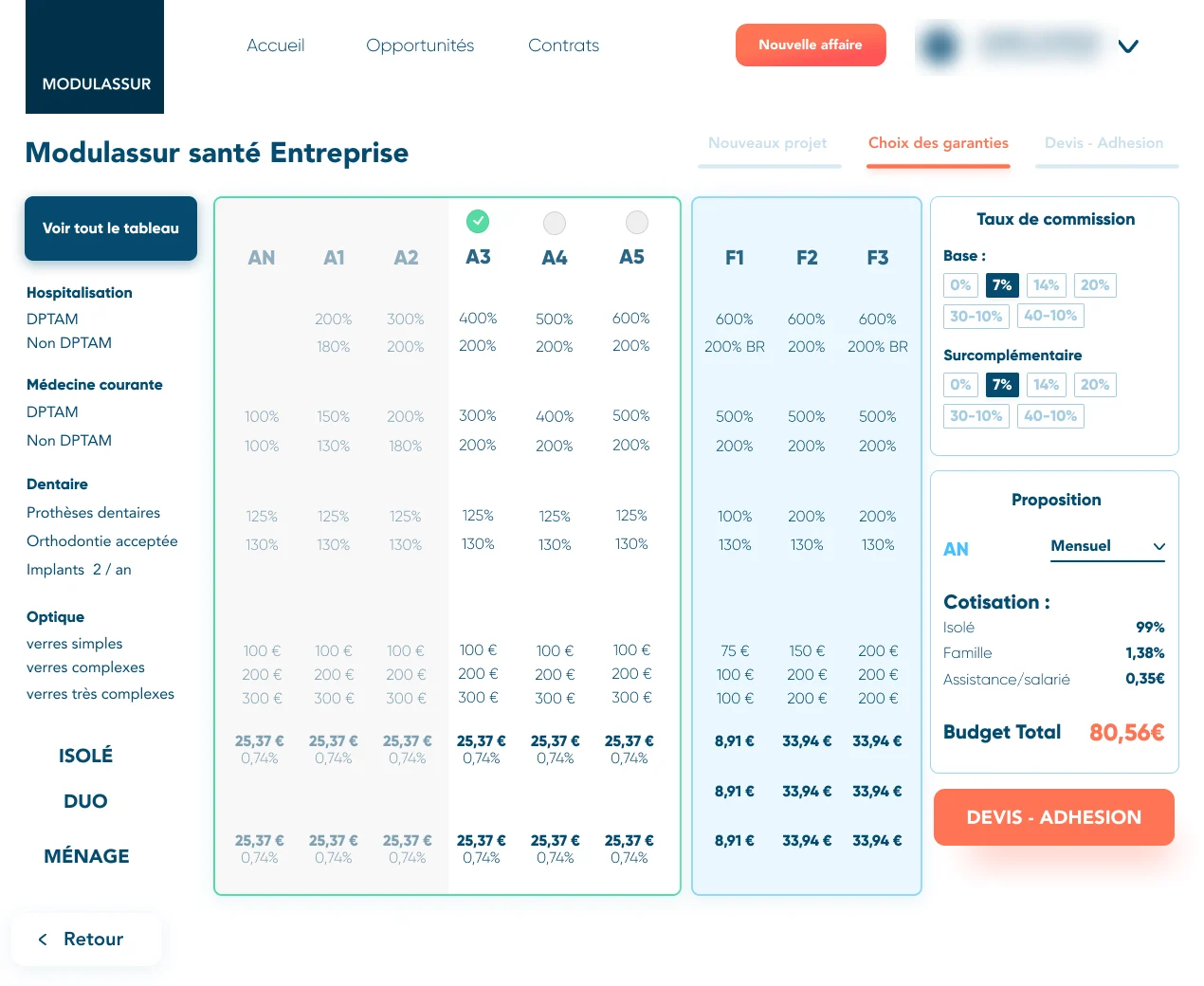 Modulassur quote builder